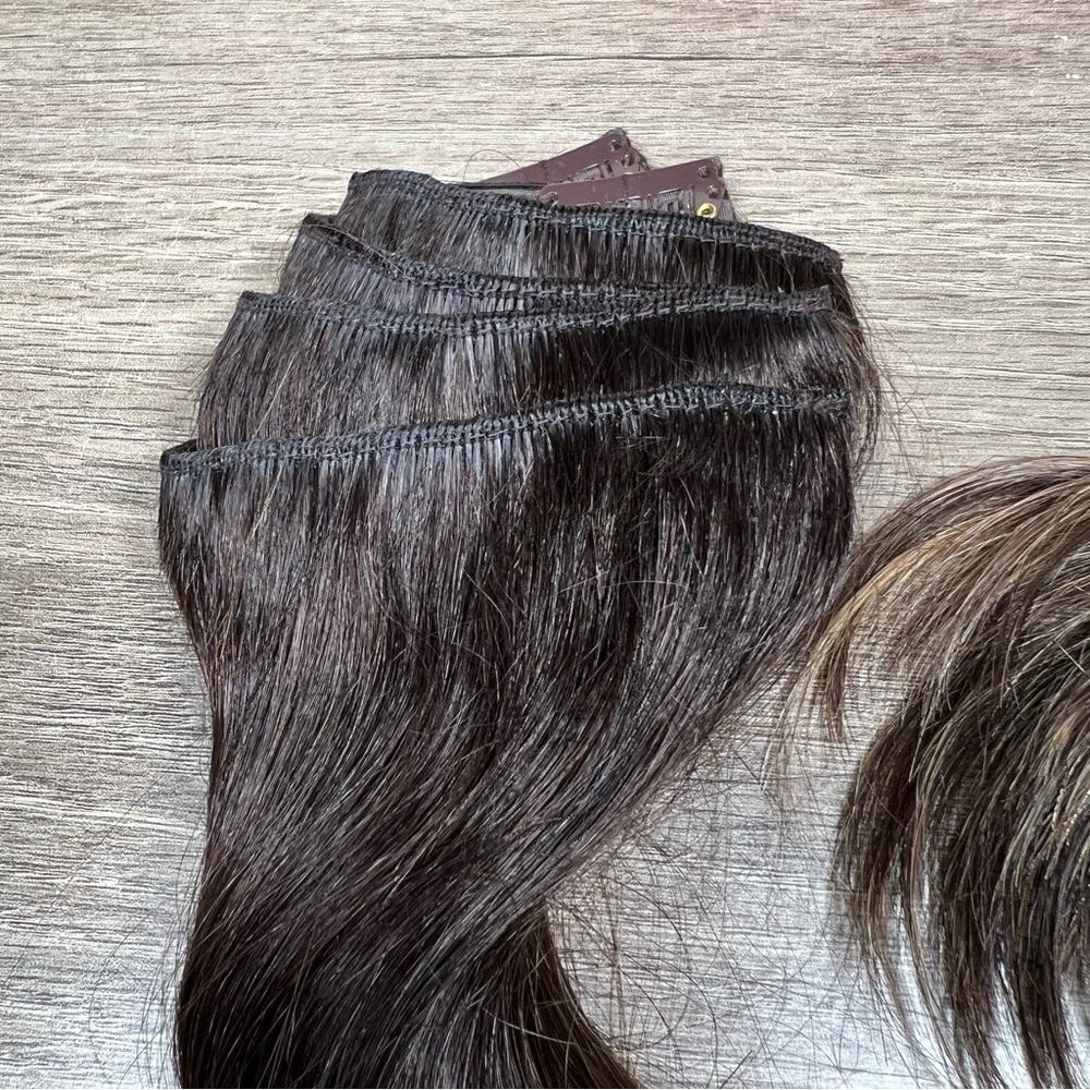Luxy Human Hair Mocha Brown Balayage 16” Classic Clip In Hair Extensions - Picture 6 of 16